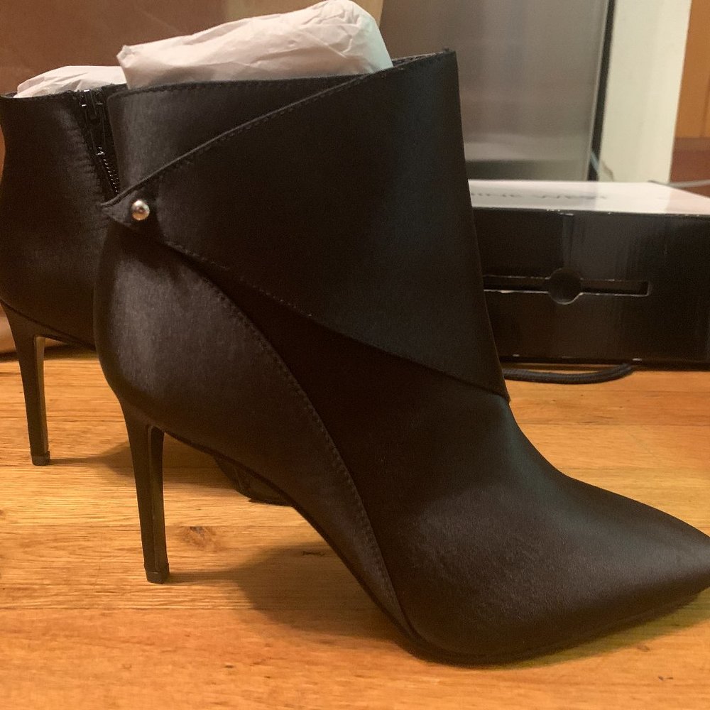 Nine West Black Sexy Satin Ankle Dress Booties